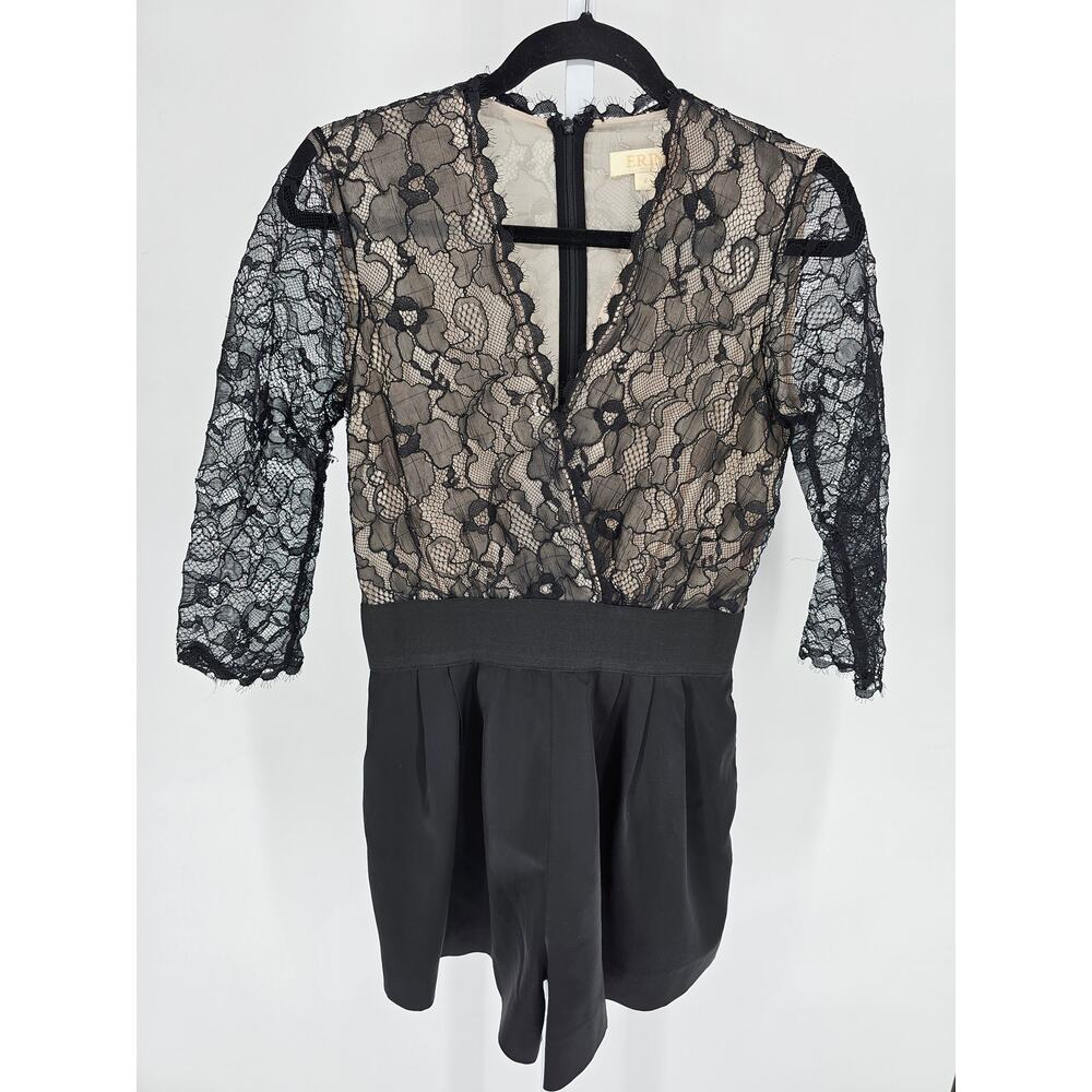 Erin Fetherston Black Lace Bodice Wrap Jumper Satin Elastic Romper Small 4